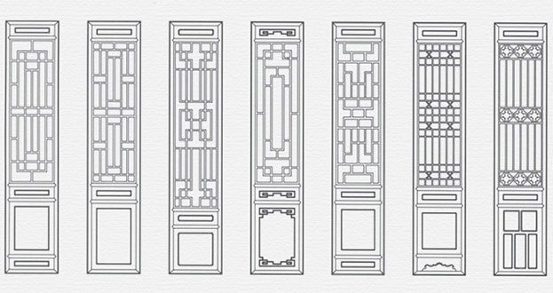 天心常用中式仿古花窗图案隔断设计图