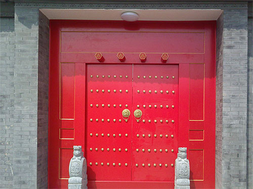 天心中国传统四合院系列朱红色中式木制大门木作